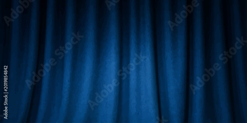Fotografía Captivating blue curtain with elegant drapery that exudes a sense of mystery and sophistication, perfect for backgrounds