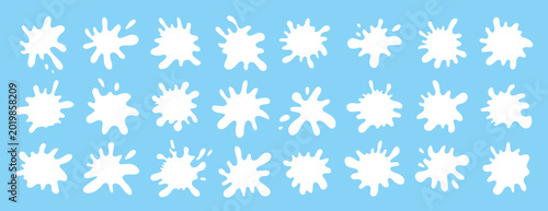 Water or milk puddle frame with wavy edges and splash shapes vector illustration set. Perfect for creative designs with water themes and borders that look nice with liquid drip effects.