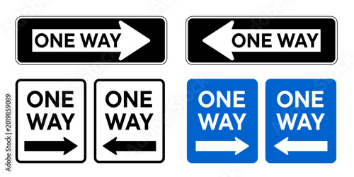 Foto One Way Street Signs Collection Isolated on White Background