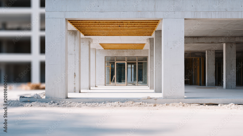 Naklejka premium Modern concrete building under construction site