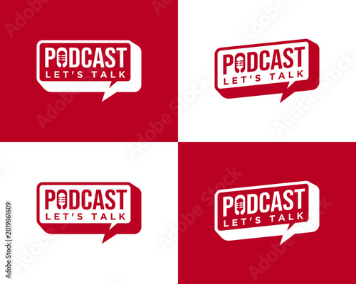 Podcast Logo Design With Microphone Icon and 