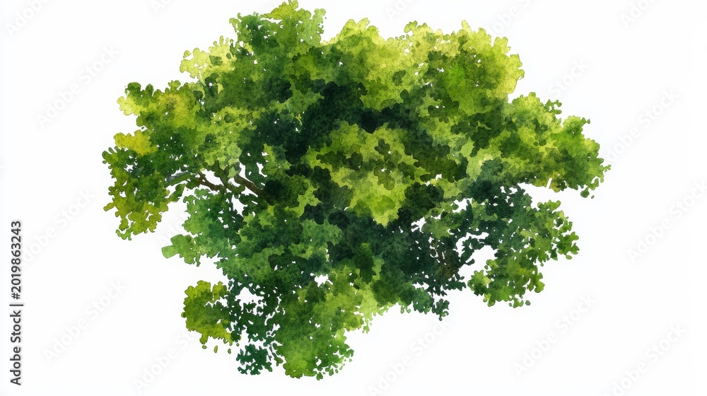 Fototapeta premium Vector tree top watercolor drawing for landscape design and planning in architecture