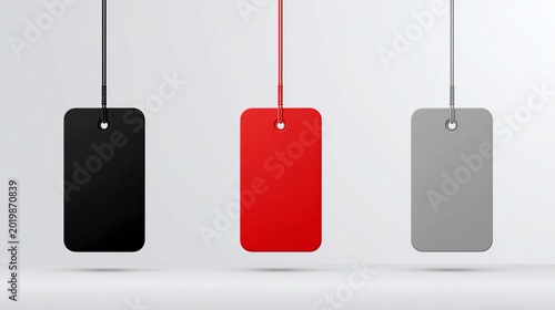 Colorful price tags on strings