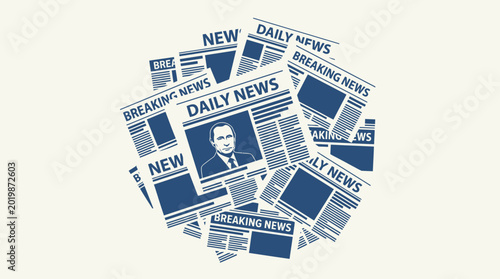 Bilde på lerret Breaking news newspapers with headline.