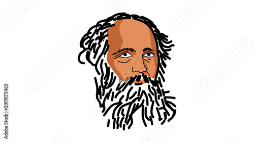 James Clerk Maxwell  portrait, color vector illustration
