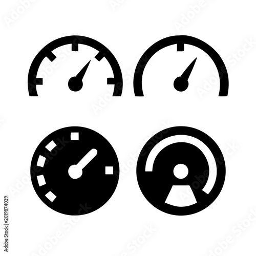 Canvastavla Speedometer and gauge icon set, dashboard performance meter symbols, automotive