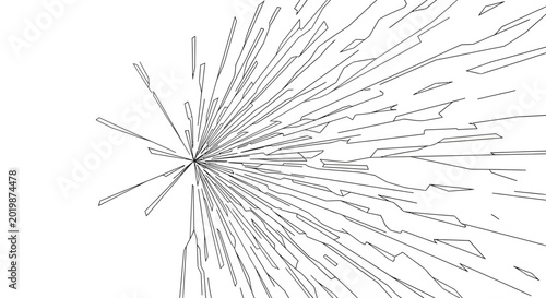 Bild auf Leinwand Abstract explosion of shattered glass lines radiating outwards.