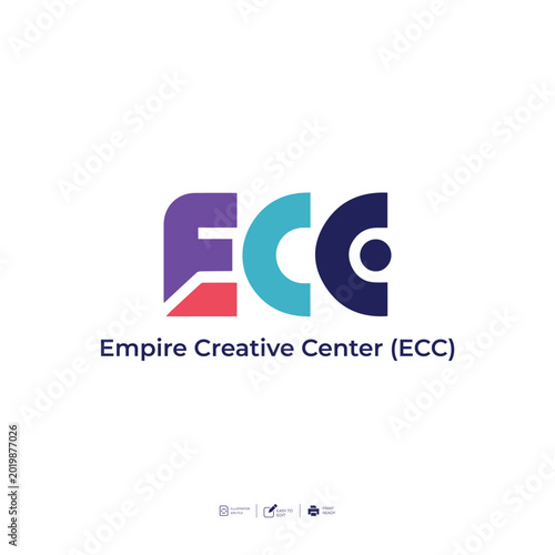Empire Creative Center (ECC) Logo Template – Editable EPS for Design Agency, Creative Hub or Art Studio