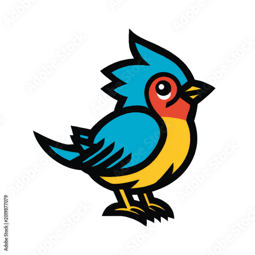 Fotografía Colorful cartoon bird with crest.