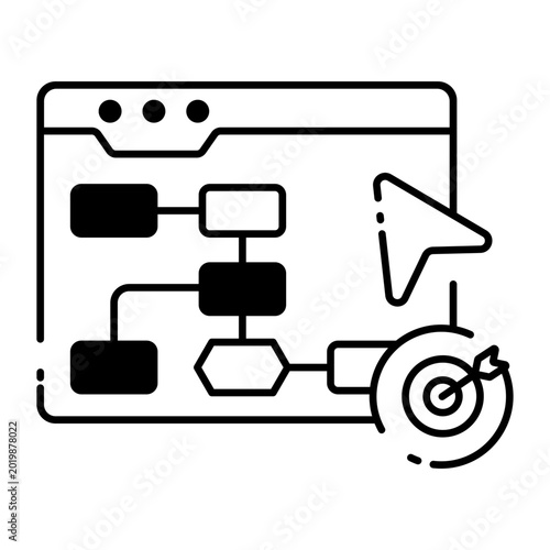 Glyph icon of process mapping workflow.
