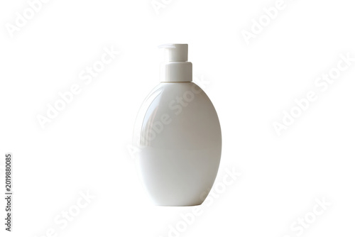 White plastic bottle with cap.