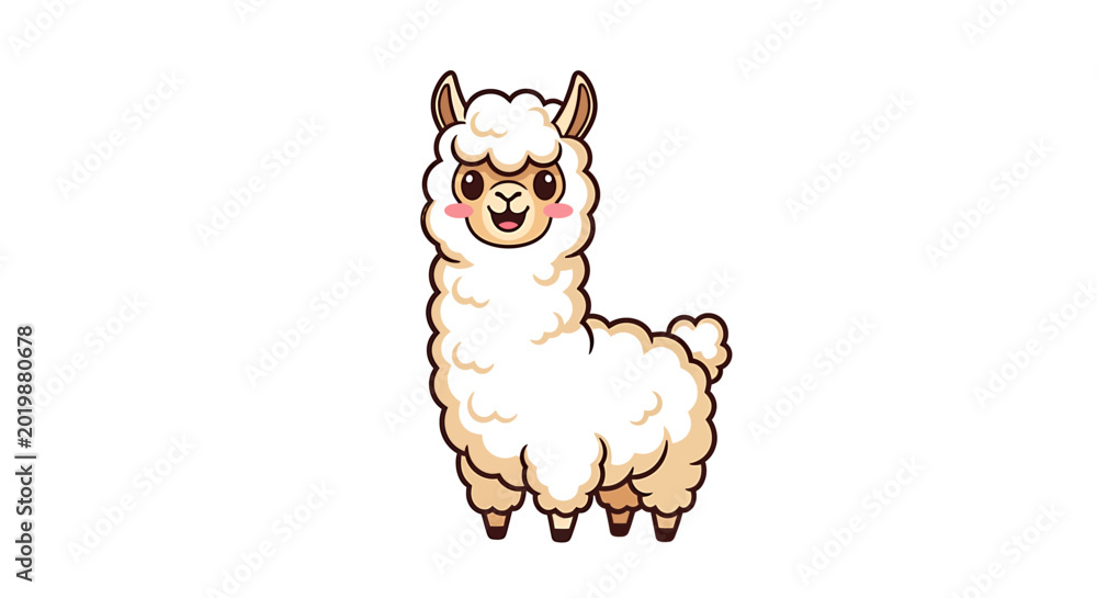 Obraz premium Cute Cartoon Llama Animal Character.
