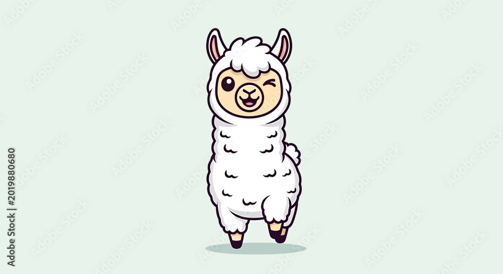 Naklejka premium Cute Cartoon Llama Animal Character.