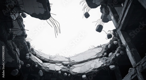 Looking Up From Inside A Dark Hole With Jagged Edges.