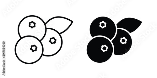Schilderij op canvas Blueberry icon collection. Thin linear outline icon pack