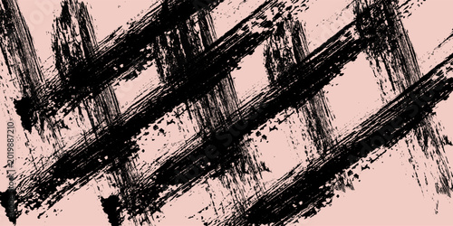 Canvas Print Abstract brush strokes create a criss-cross pattern on a pink background