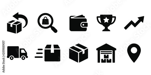 Obraz na płótnie Logistics Shipping and E-commerce Delivery Icons set, Warehouse & Cargo Transpor