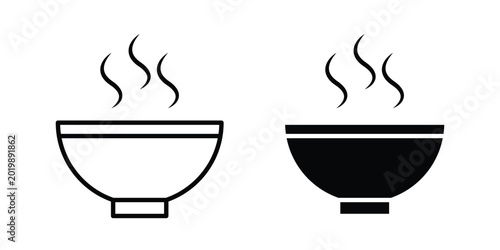 Tablou pe pânză Hot soup bowl icon collection. Thin linear outline icon pack