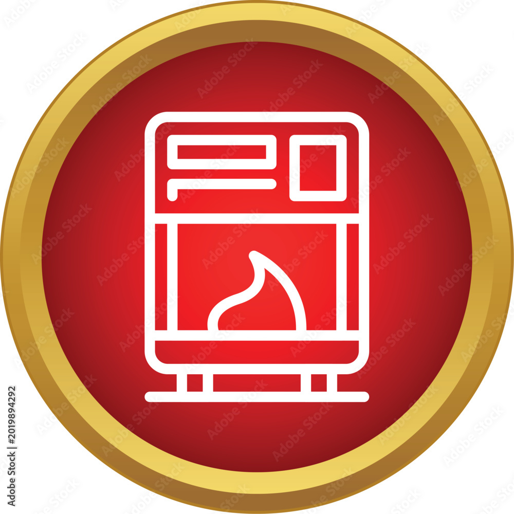 Fototapeta premium Fireplace icon with a burning flame providing warmth and comfort