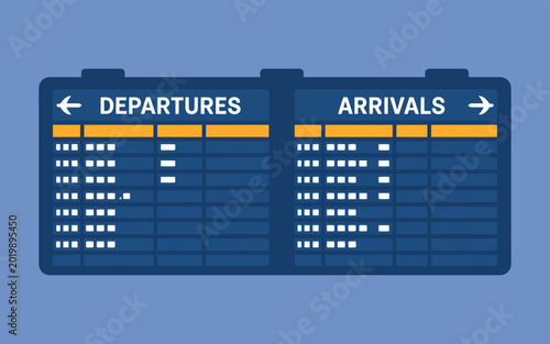 Airport departures and arrivals board vector illustration with departure schedule vector illustration