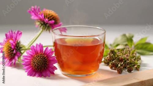 Warm Echinacea Tea with Purple Flowers