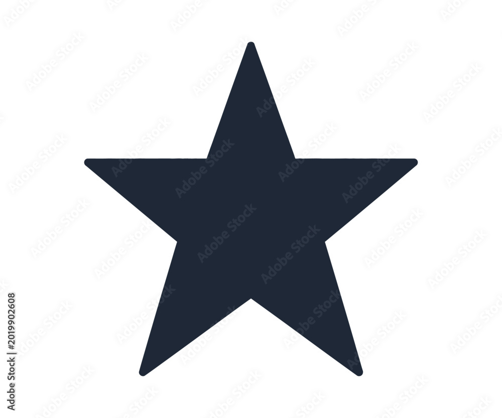 Obraz premium Dark navy blue five pointed star icon on white background