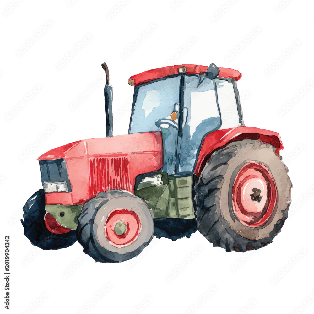 Obraz premium Red Tractor with Large Tires.