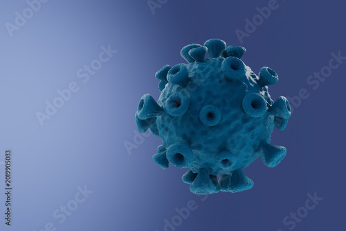 Representation of a virus structure showing surface details in a scientific illustration against a simple background