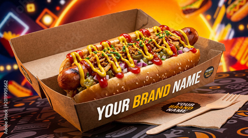 Gourmet Hot Dog in Customizable Tray