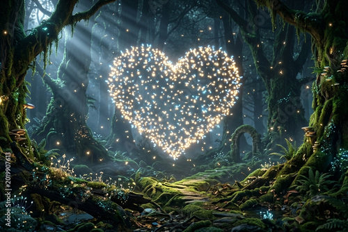 Fireflies Heart in the Forest