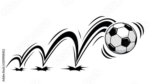 Football soccer ball bouncing jump on surface. Sport template for emblem, logo on transparent background