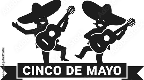 Cinco de mayo mariachi musicians playing guitars