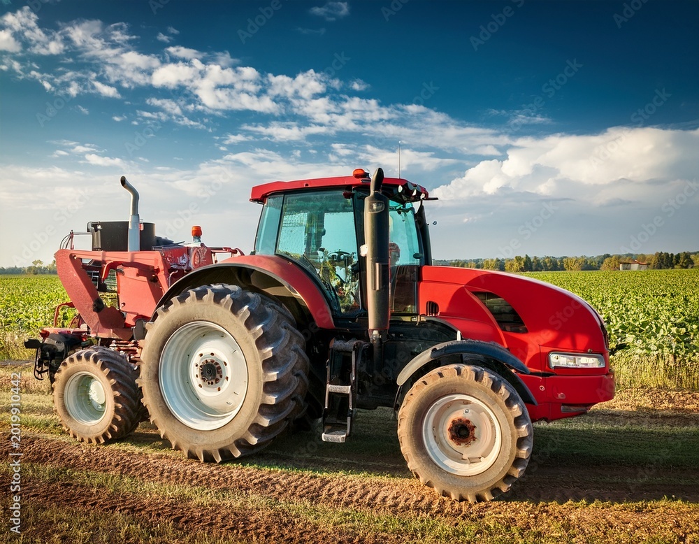 Fototapeta premium red tractor ai generated