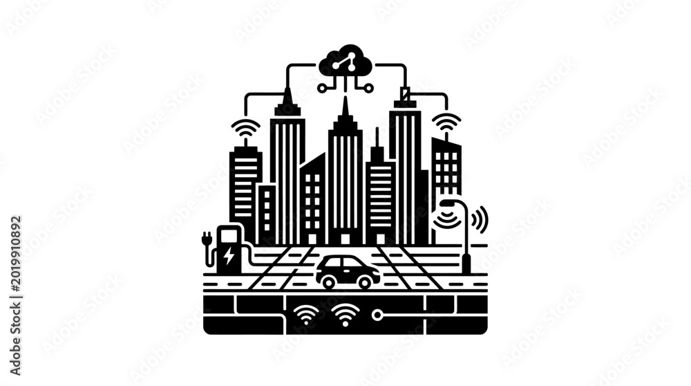 Fototapeta premium Smart City Technology Infrastructure Concept.