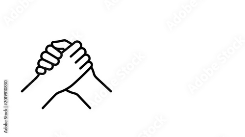 Fotografie Minimalist outline icon of two hands gripping each other in solidarity