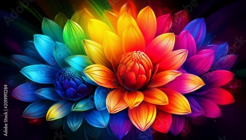 vivid flower colorful spectrum radiant rainbow wallpaper rgb tint dazzling vibrant hue cmyk design luminous bright prismatic iridescent kaleidoscopic chromatic
