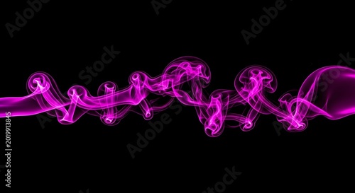 Bright pink smoke swirls on black background with abstract background, abstract