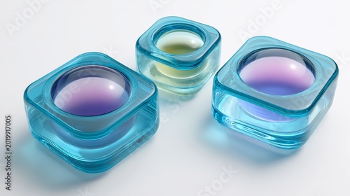 Blue acrylic square boxes