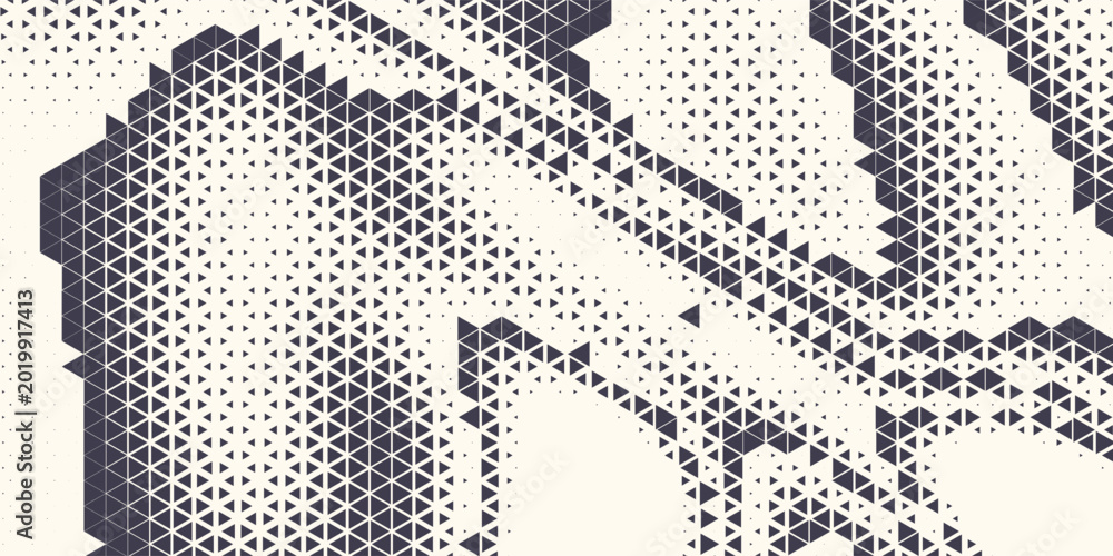 Fototapeta premium Triangle Shapes Vector Abstract Geometric Technology Background. Radial Composition Halftone Frame Triangular Retro Simple Pattern. Minimal Style Dynamic Tech Wallpaper