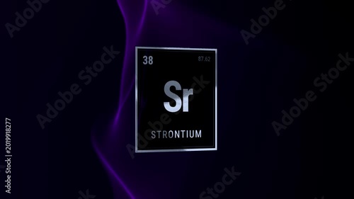 Strontium Periodic Table Element Tile on Purple Background