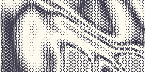 Triangle Shapes Vector Abstract Geometric Technology Background. Radial Composition Halftone Frame Triangular Retro Simple Pattern. Minimal Style Dynamic Tech Wallpaper