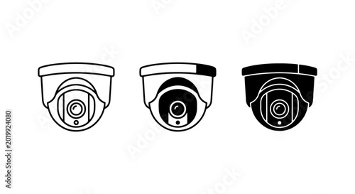 Canvastavla Security Camera Icons, Surveillance System Vector Graphics, CCTV Equipment Set,