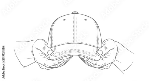 Photos Baseball cap held in hands black and white silhouette high quality