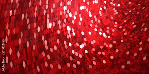 Schilderij op canvas A vibrant background of red sequins in varying shades arranged in a wavy, draped pattern