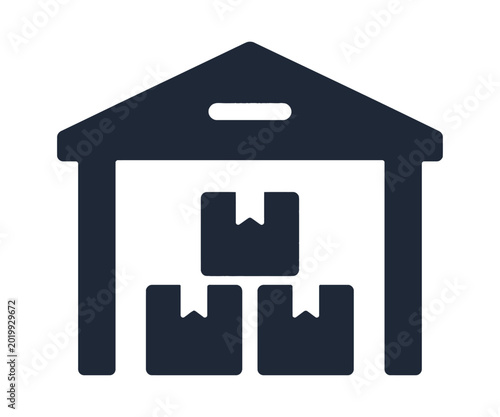 Warehouse storage icon with boxes