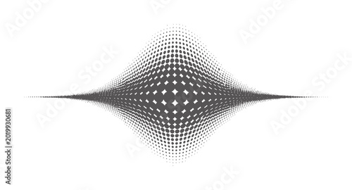 Schilderij op canvas Black and white 3 D wireframe saddle surface plot with dot grid texture dots