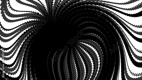 Abstract black white swirling lines expanding contracting
