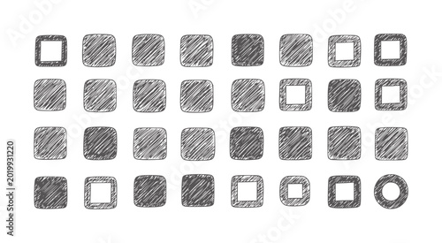 Tableau sur toile Handdrawn style squares with varying textures and hollow centers shaded