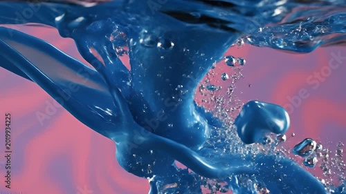 Abstract Blue Liquid Swirling and Forming Vortex Underwater.