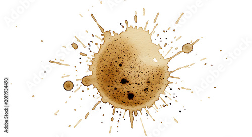 Coffee splash with splatters isolated on transparent background